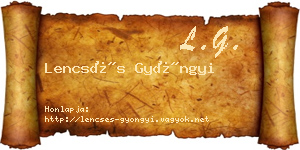 Lencsés Gyöngyi névjegykártya