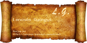 Lencsés Gyöngyi névjegykártya
